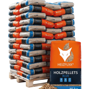 Palette de Pellets Bois Résineux Heizfuxx Bleus – 65 sacs de 15 kg (975 kg)