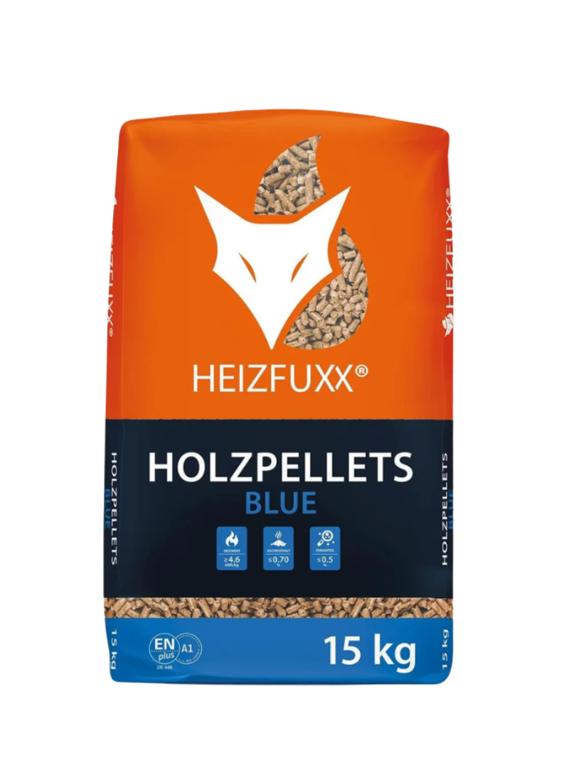 Palette de Pellets Bois Résineux Heizfuxx Bleus – 65 sacs de 15 kg (975 kg) – Image 2