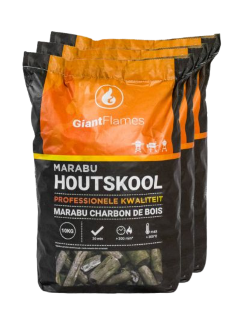 Palette Giant Flames Charbon de bois Marabu – 60 x 10 kg (600 kg